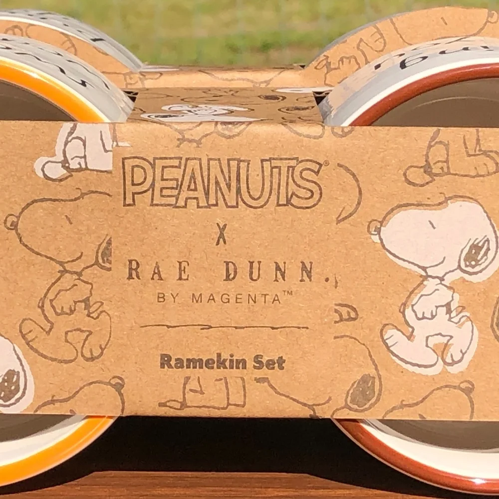 NWT Rae Dunn Peanuts Snoopy Set of 4 Ramekins Ramekin Bowls Fall Thanksgiving